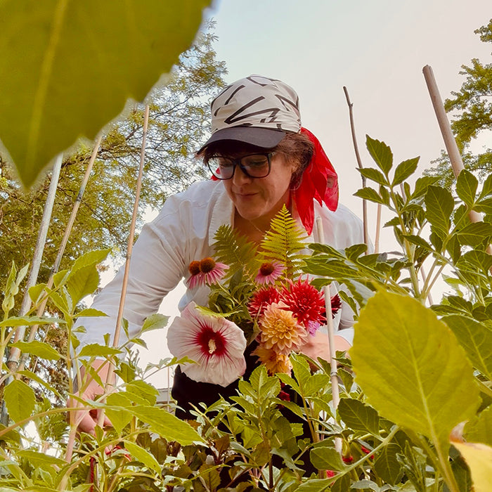Artist in her garden
