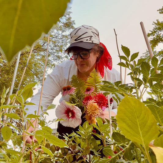 Artist in her garden
